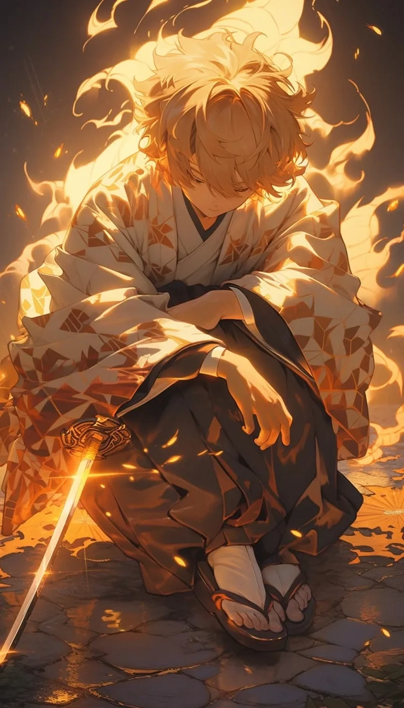 Ảnh anime zenitsu ngầu mang phong cách hành động đầy cuốn hút.