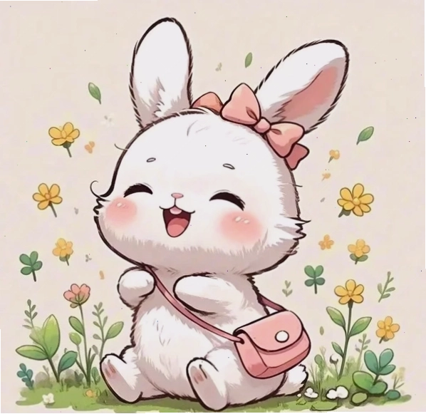 Ảnh thỏ chibi với phong cách tối giản