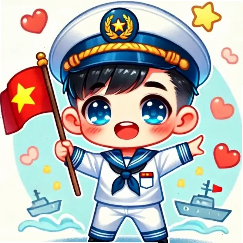 Avatar chú bộ đội chibi nam với trang phục quân đội