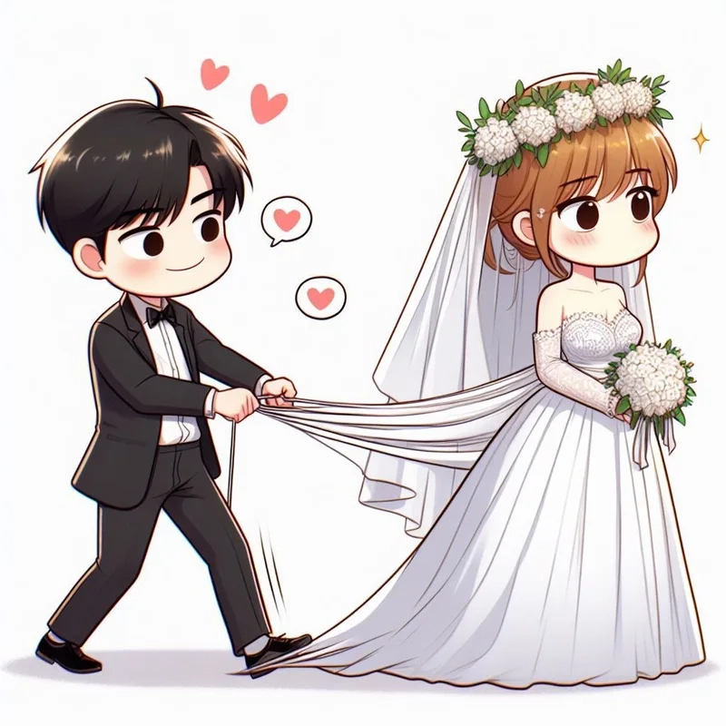 Avatar đôi cô dâu chú rể chibi cho ngày trọng đại