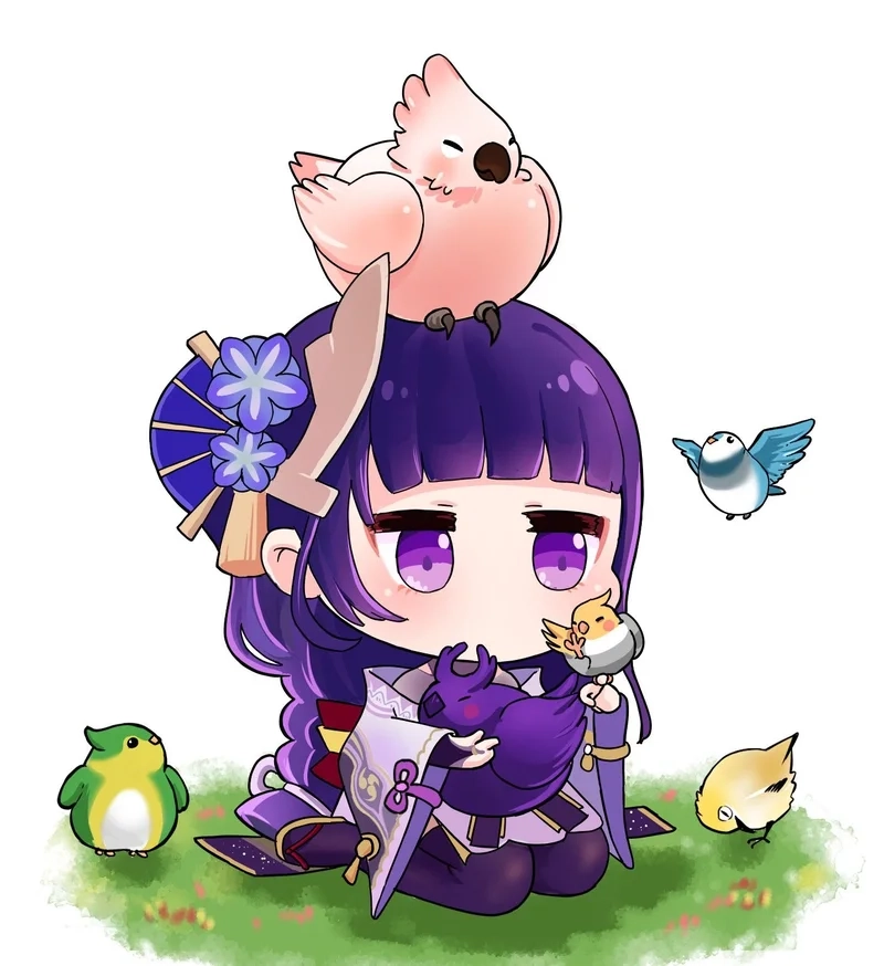 Bộ sưu tập raiden shogun chibi transparent png cho fan Genshin