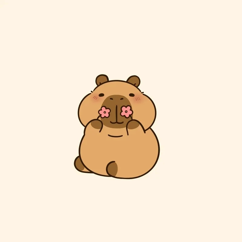 Cài màn hình bằng hình ảnh nền capybara chibi cute
