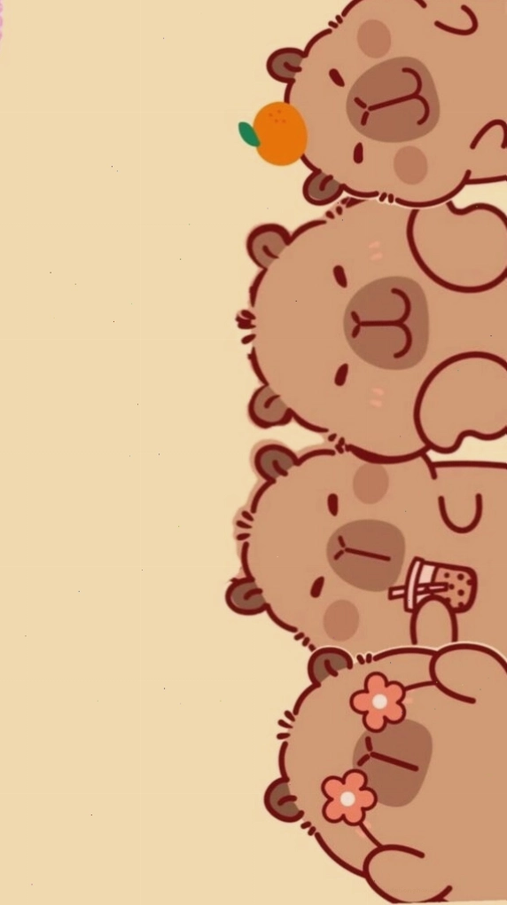 Capybara xếp hàng vô tri, đáng yêu