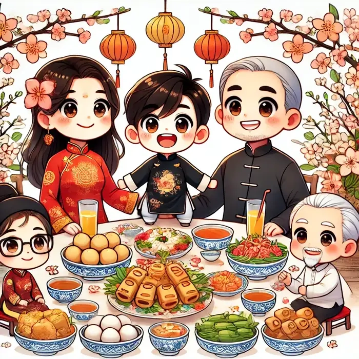 Chia sẻ chibi cute tết cùng bạn bè để tăng may mắn đầu năm