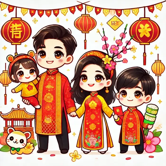 Đắm chìm vào thế giới anime chibi tết