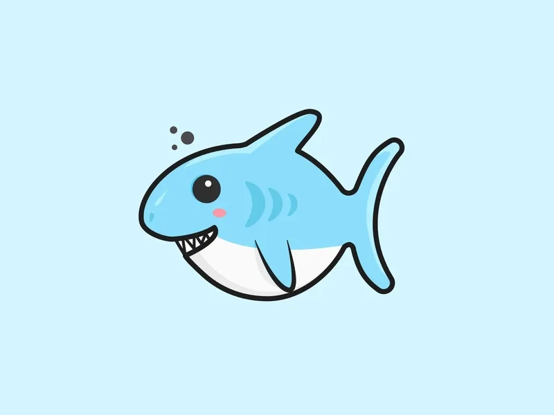 Dành cho bé tập vẽ vẽ con cá mập chibi đơn giản