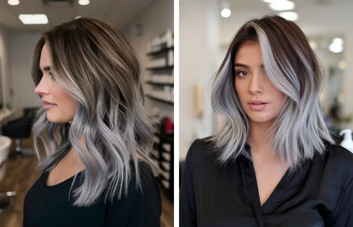 Đổi mới phong cách với nhuộm đuôi tóc màu xám khói