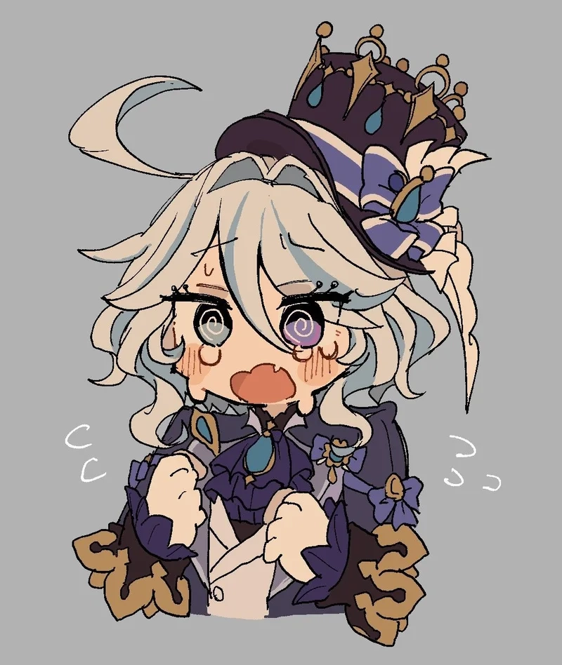 Furina chibi art thể hiện một vẻ ngoài đáng yêu và sống động
