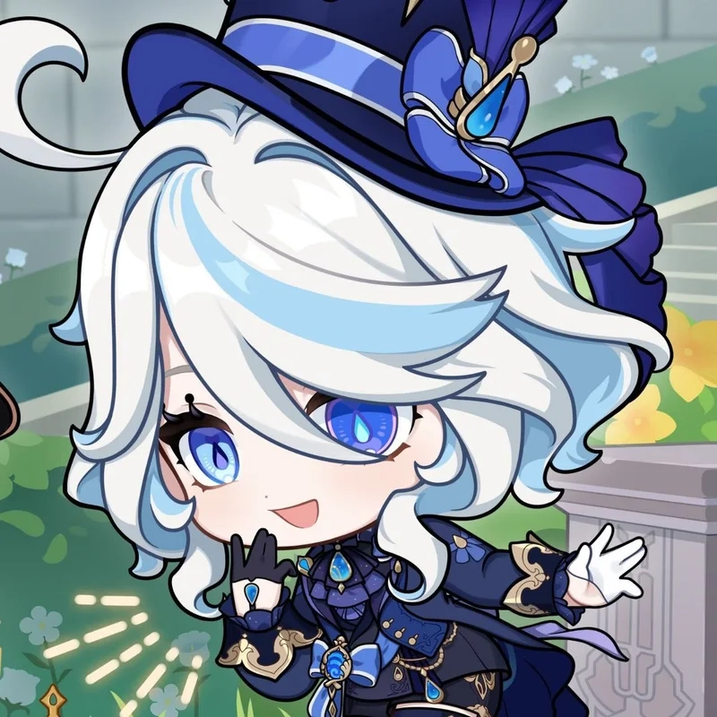 Furina chibi no background dễ dàng sử dụng cho các thiết kế sáng tạo của bạn