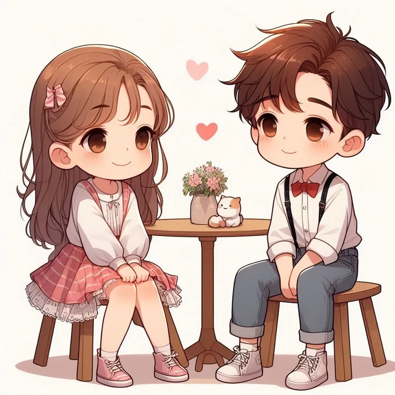Ghim liền tay bộ hình chibi đôi cute chất lượng cao