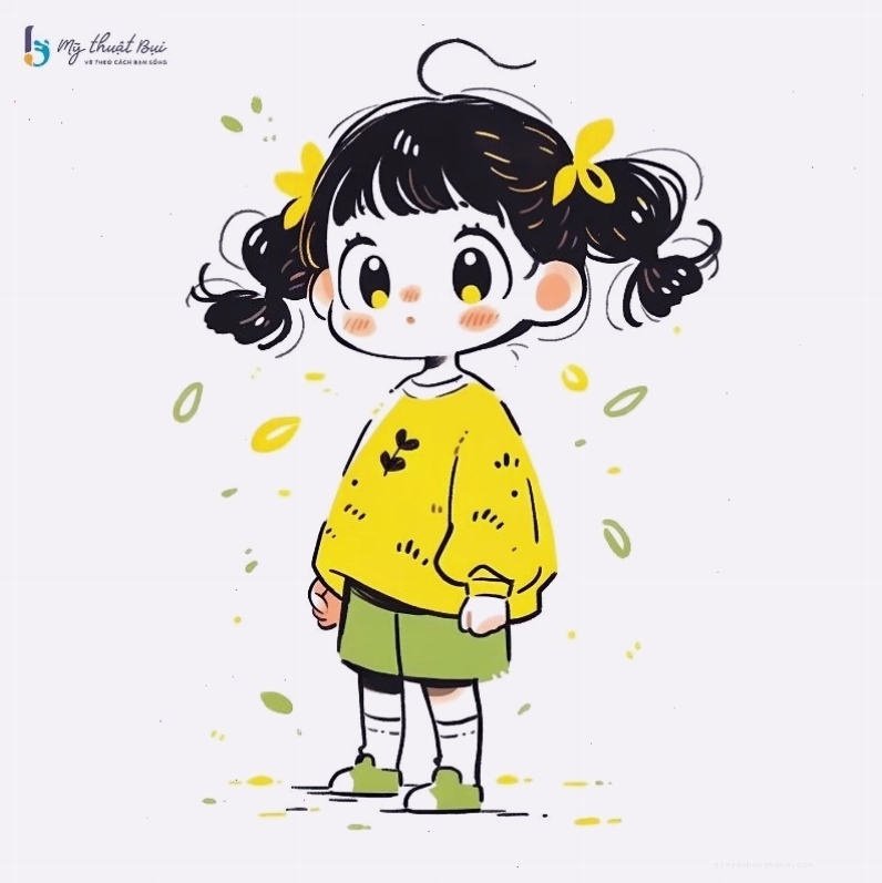 Hình ảnh chibi nữ ngầu với mái tóc tím và trang phục chiến binh