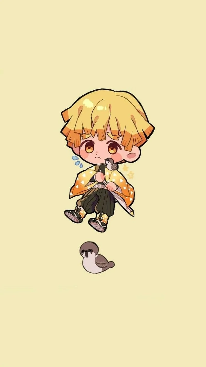 Hình ảnh zenitsu cute tạo cảm giác gần gũi và đáng yêu.