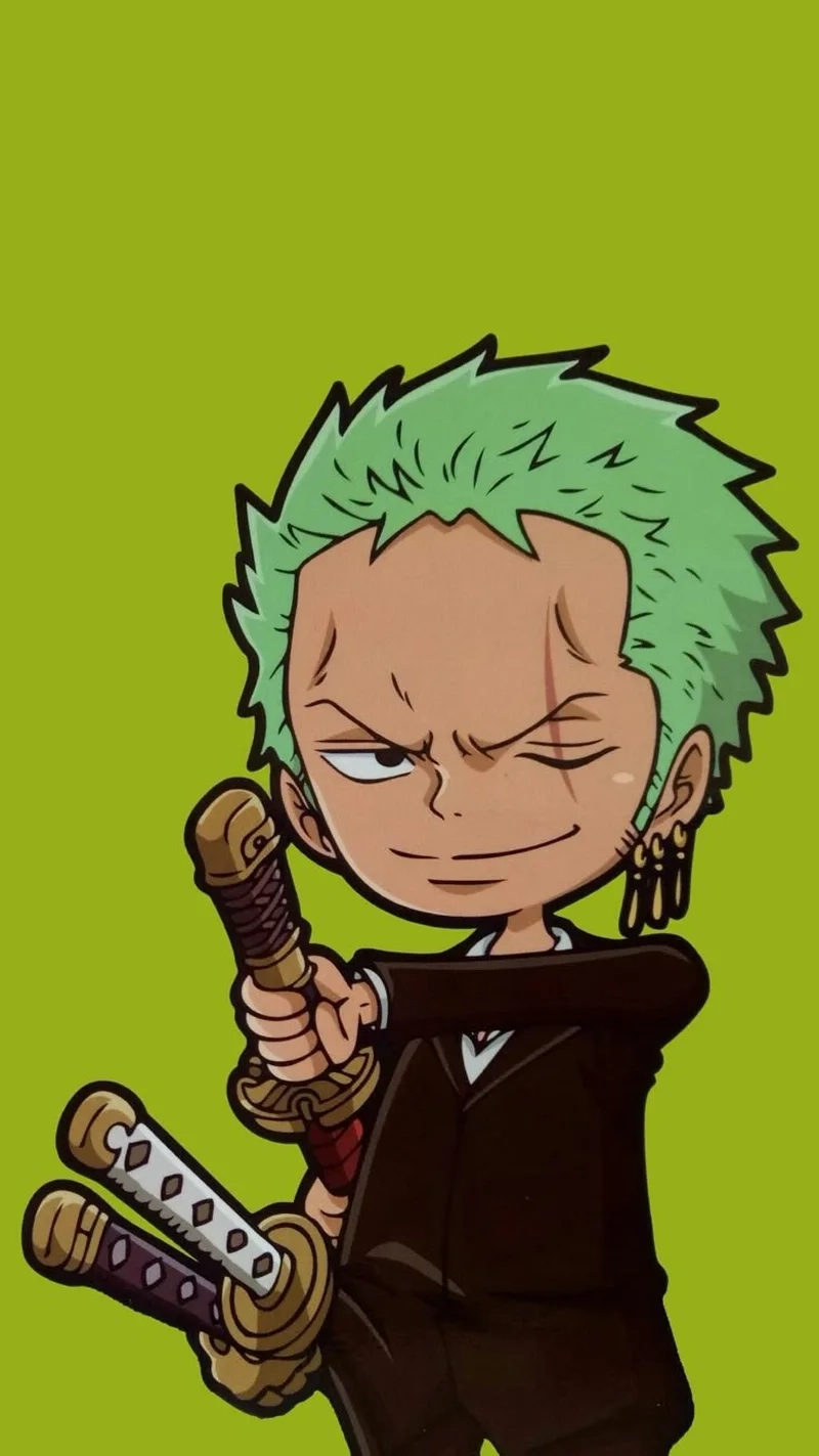 Hình ảnh zoro chibi có nét vẽ sinh động.