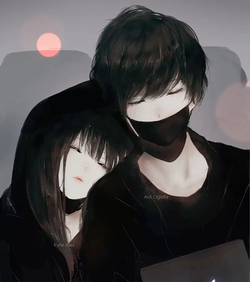 Hình anime cặp đôi ghi lại khoảnh khắc đẹp