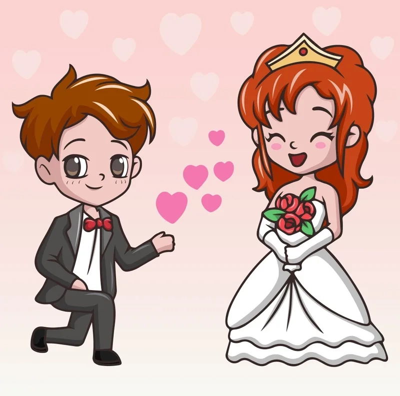 Hình cô dâu chú rể anime đầy lãng mạn và đáng yêu