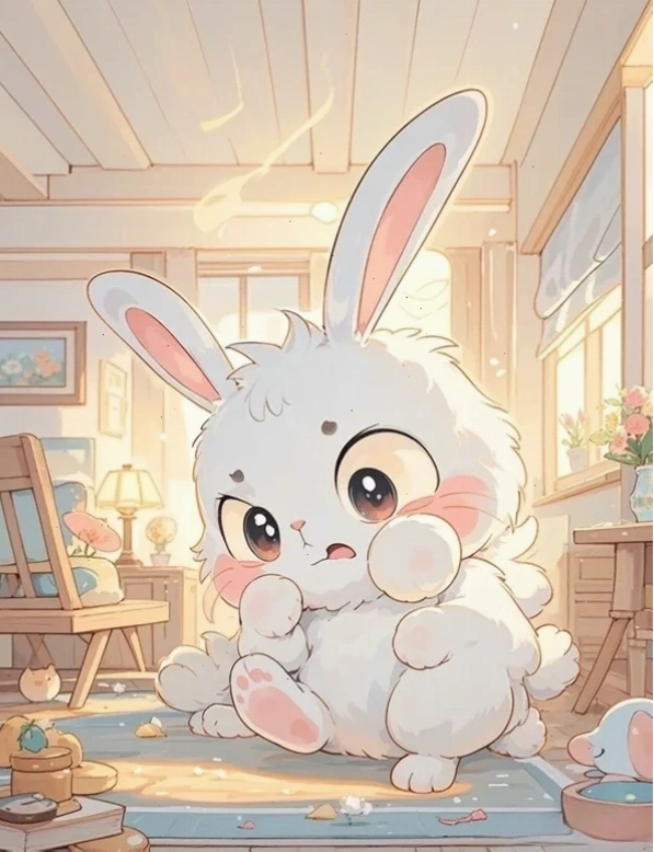 Hình con thỏ dễ thương chibi với đôi tai dài
