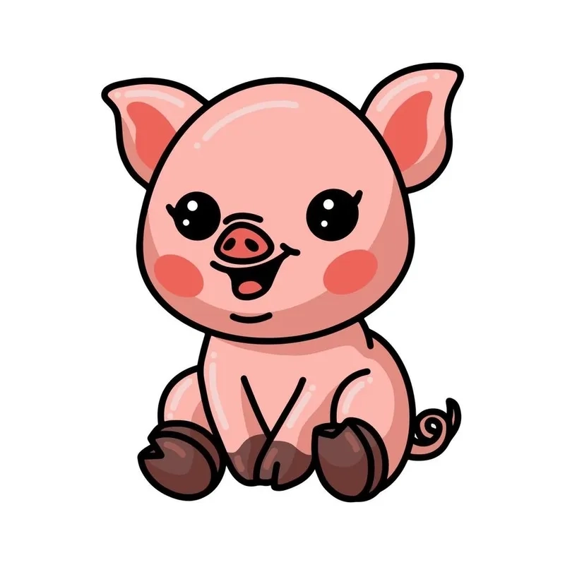 Hình heo chibi dễ thương hồng hào mê mẩn