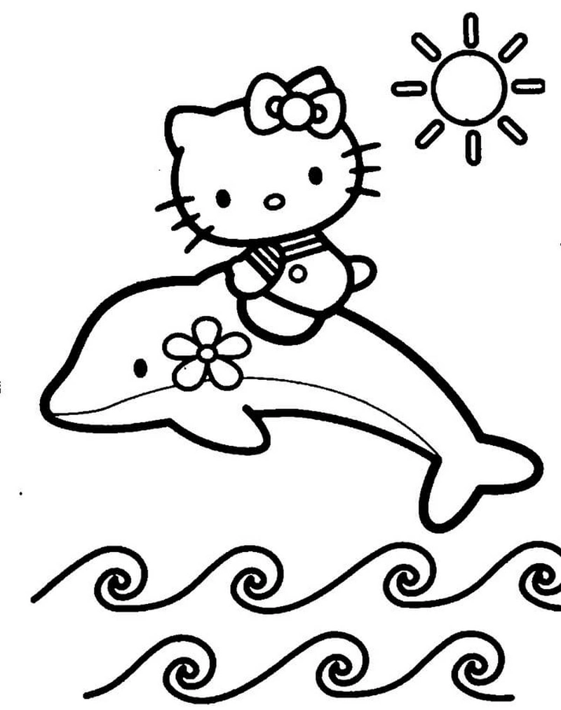 Hình mèo kitty cho bé tô màu cực kỳ dễ thương và thú vị