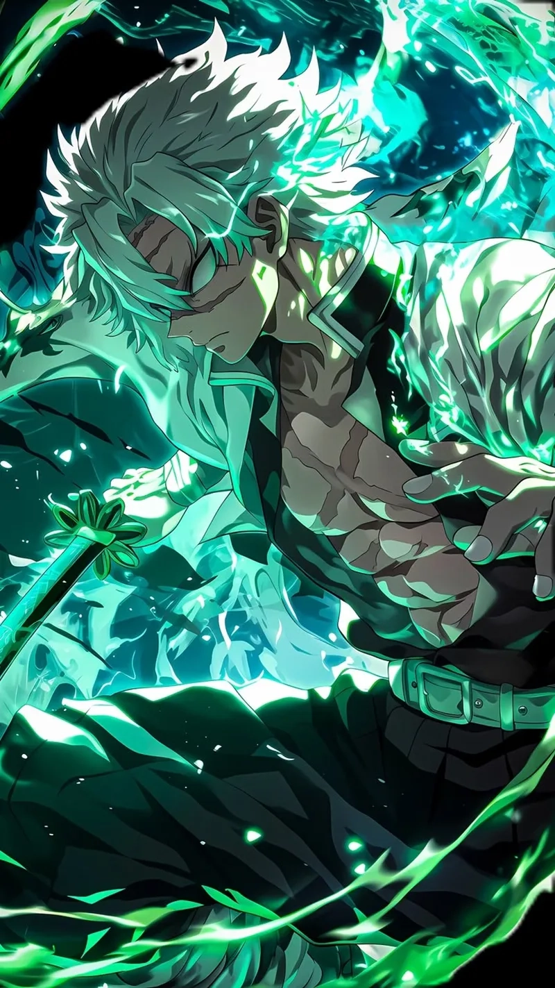 Hình Sanemi luôn toát lên vẻ ngầu và mạnh mẽ, hoàn hảo cho bộ sưu tập fanart