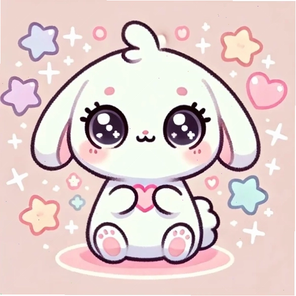 Hình thỏ cute chibi đang cầm một củ cà rốt nhỏ