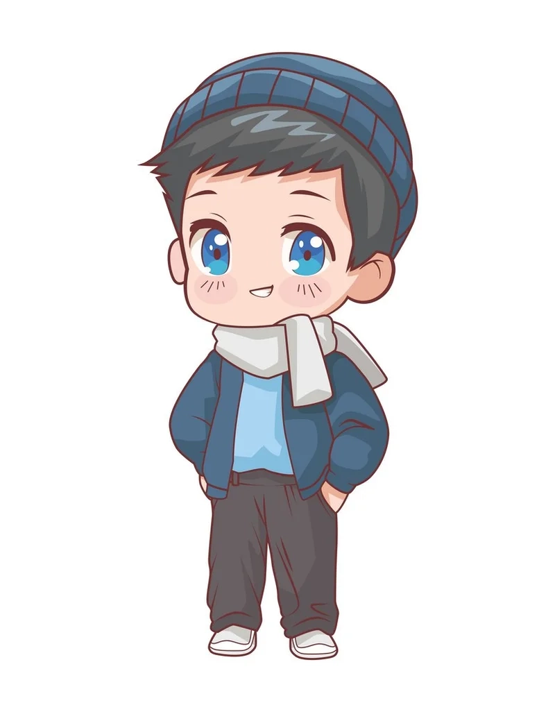Hình vẽ chibi bé trai dễ thương làm quà tặng