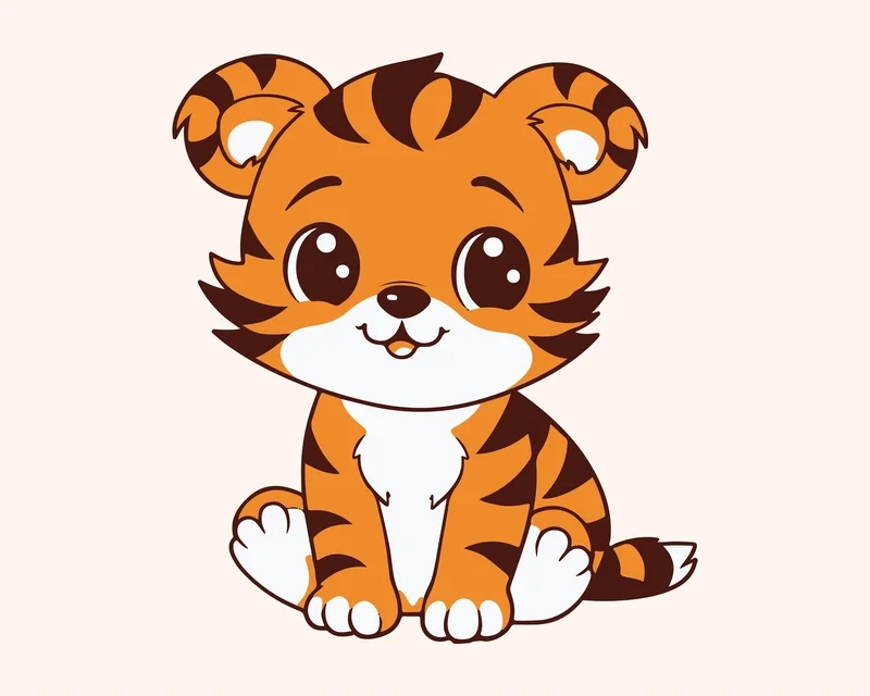 Hình vẽ con hổ chibi cực kỳ đáng yêu và dễ thương