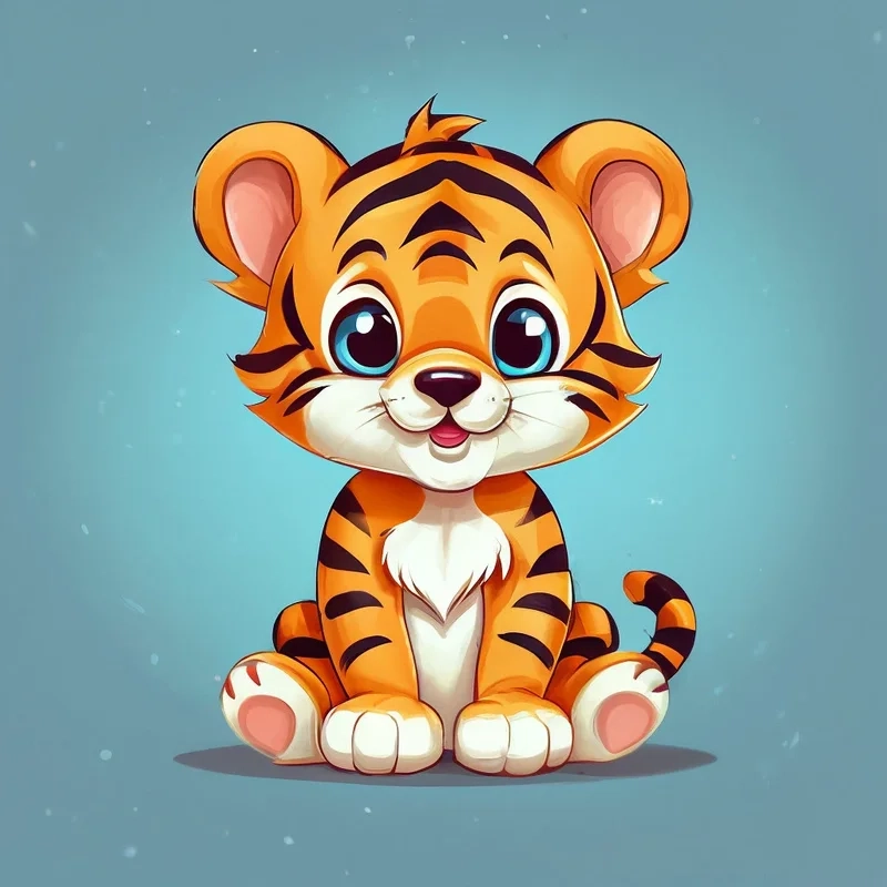 Hổ con dễ thương chibi tạo nên không gian đầy vui tươi