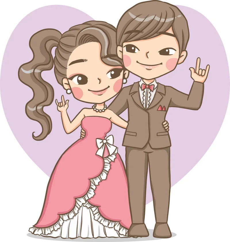 Hướng dẫn cách vẽ cô dâu chú rể chibi siêu dễ