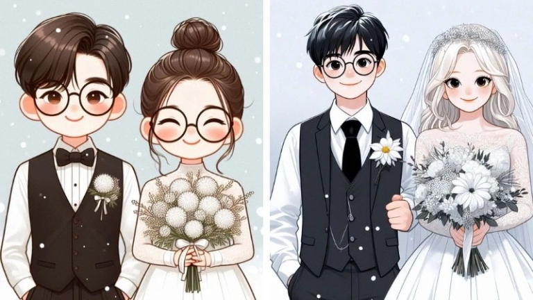 Khám phá bộ ảnh cô dâu chú rể chibi độc đáo và siêu dễ thương