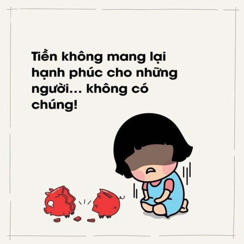 Không có tiền meme thể hiện sự túng thiếu