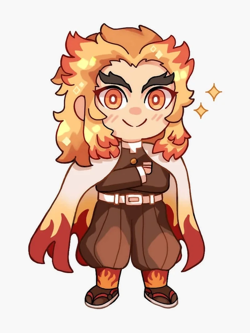 Mẫu rengoku chibi kawaii cực hot cho hội yêu tranh vẽ