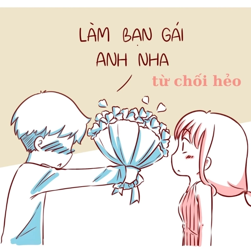 Meme từ chối tình yêu hài hước, biểu cảm không đồng ý yêu đương