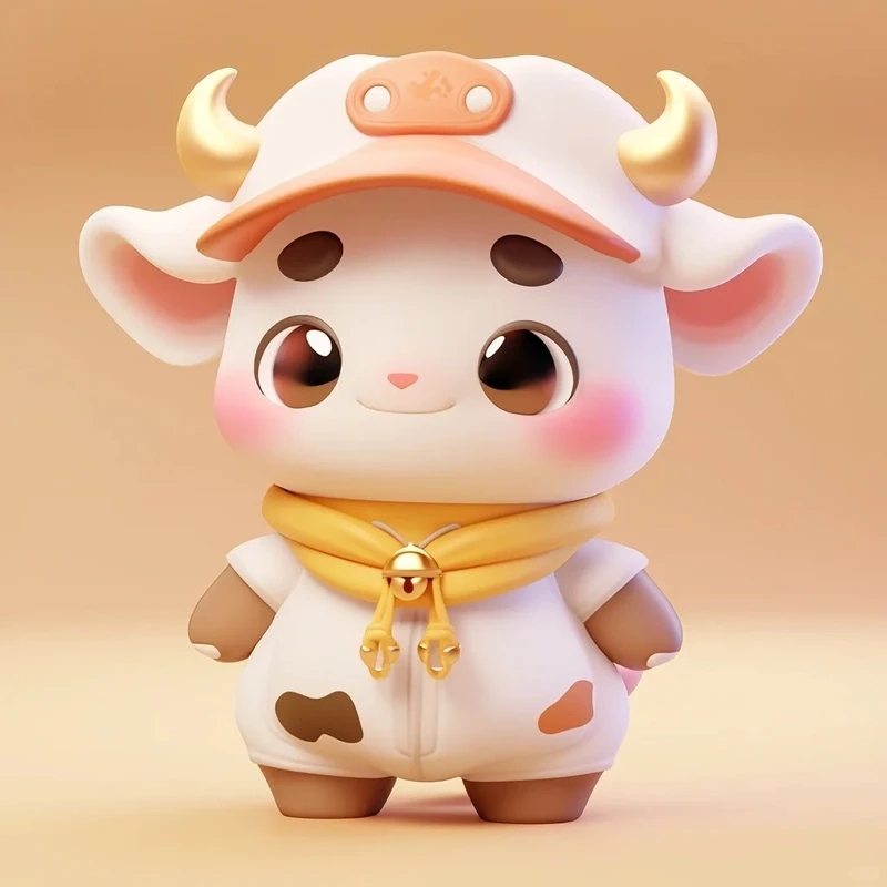 Phong cách Nhật Bản với bò chibi phong cách anime