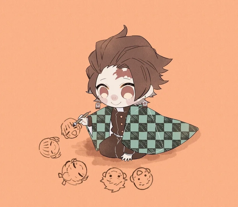 Tanjiro kamado chibi tạo hình dễ thương, đáng yêu và cuốn hút