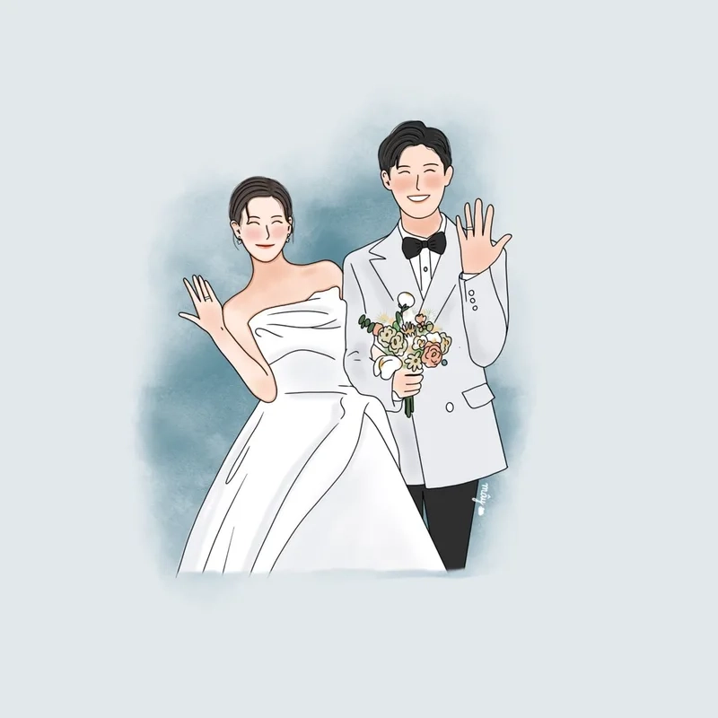 Tạo hình ảnh đẹp mắt với hình vẽ cô dâu chú rể chibi