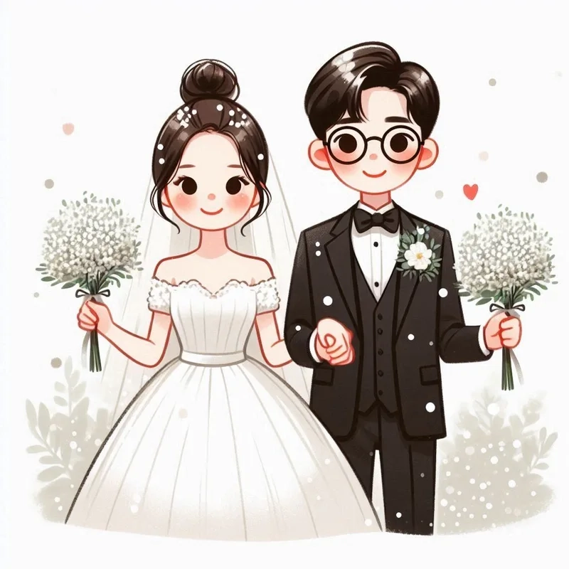 Tạo phong cách riêng với chibi cô dâu chú rể đáng yêu