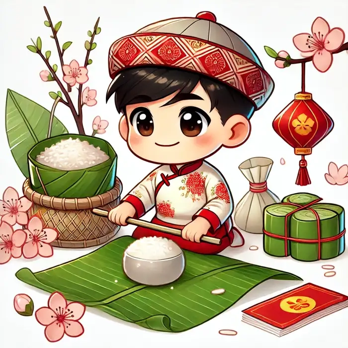 Trang trí máy ngay với hình nền tết chibi cute lạc lối