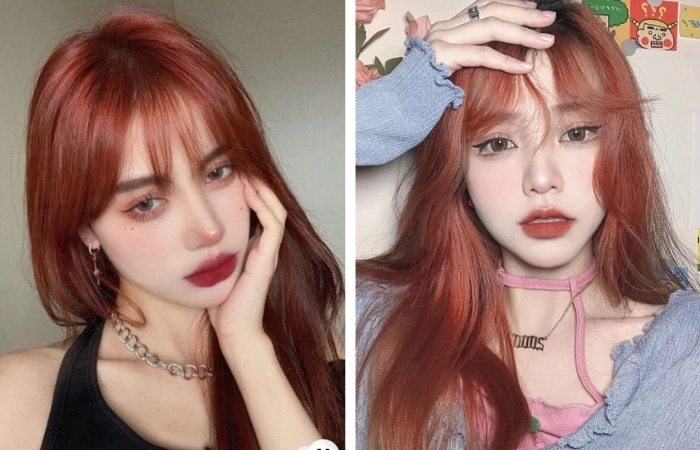 Với nhuộm đỏ cam tóc thêm cuốn hút và trendy